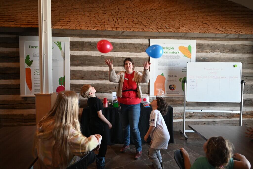 Photo of kids playing hot potato at Museum of Dufferin
